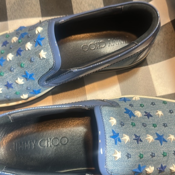 Jimmy Choo slip on shoes loafers denim canvas stars Grove-Star sneakers main image 5